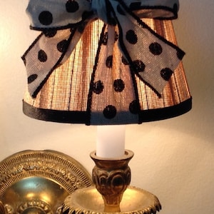 Chandelier Lamp Shade in Natural and Black, Clip On image 1