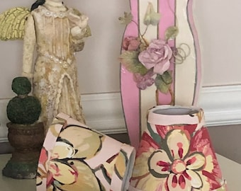 Chandelier lamp shade, sconce lamp shade, floral shade, pastel coloring, lamp shade, clip on shade also comes in blue