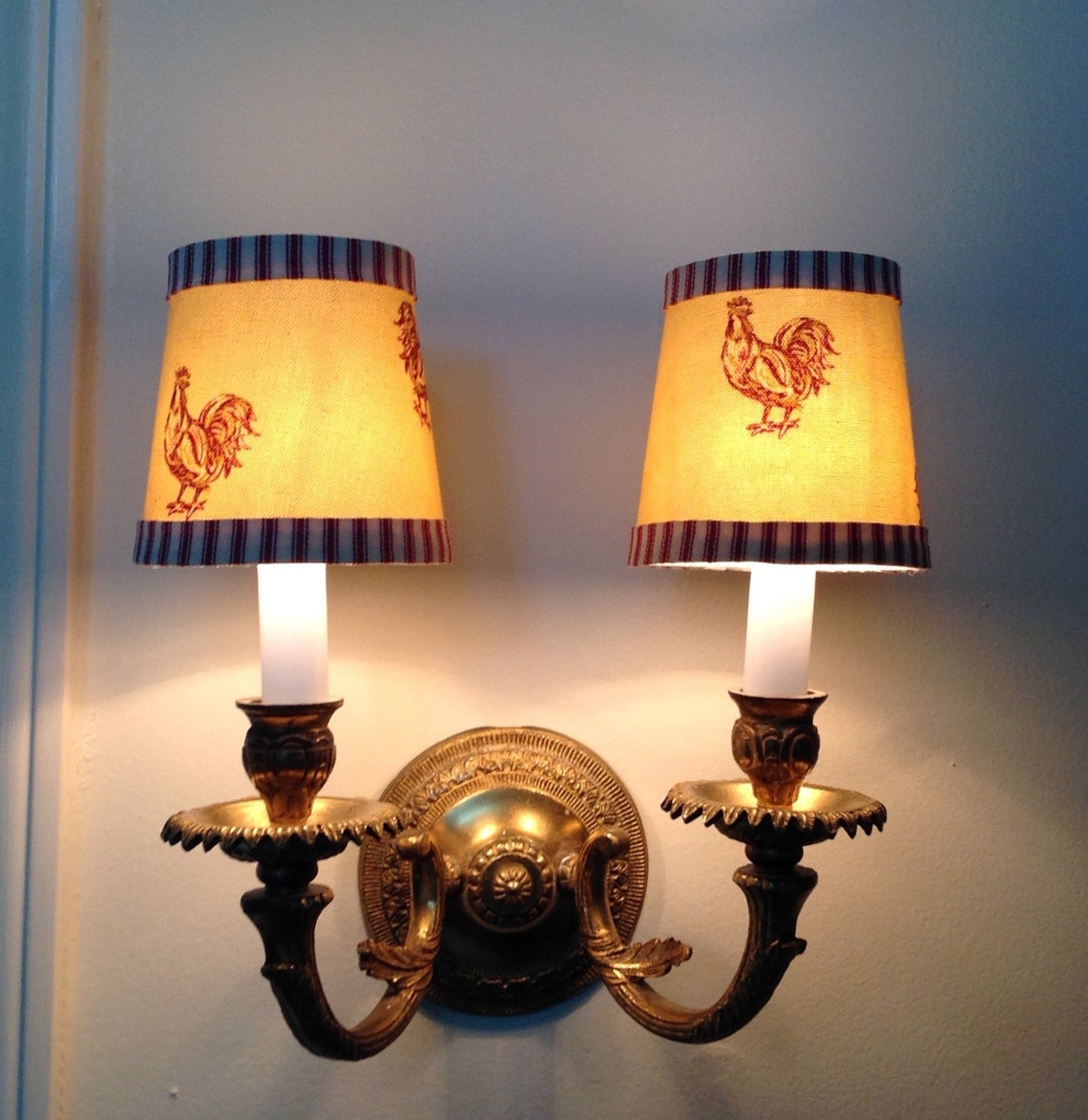 French Country Chandelier Lamp Shades Waverly Fabric Clip On Etsy New