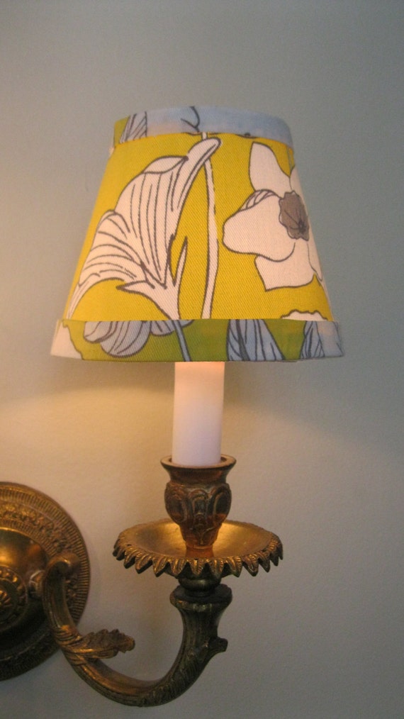 Chandelier Lamp Shade in Yellow and White Fabric Etsy