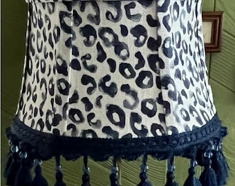Lamp shade, cheetah print, Lampshade, spider fit, blue and cream
