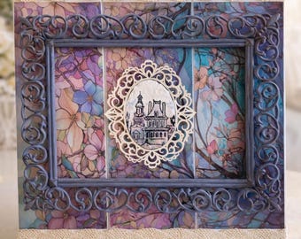 Vintage Floral Wall Art, French Country Shabby Chic Decor, Romantic Mixed Media Framed Artwork