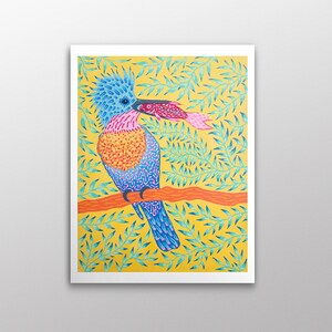 Kingfisher Art Print | Unframed Giclée Art Print | Psychedelic Bird Painting