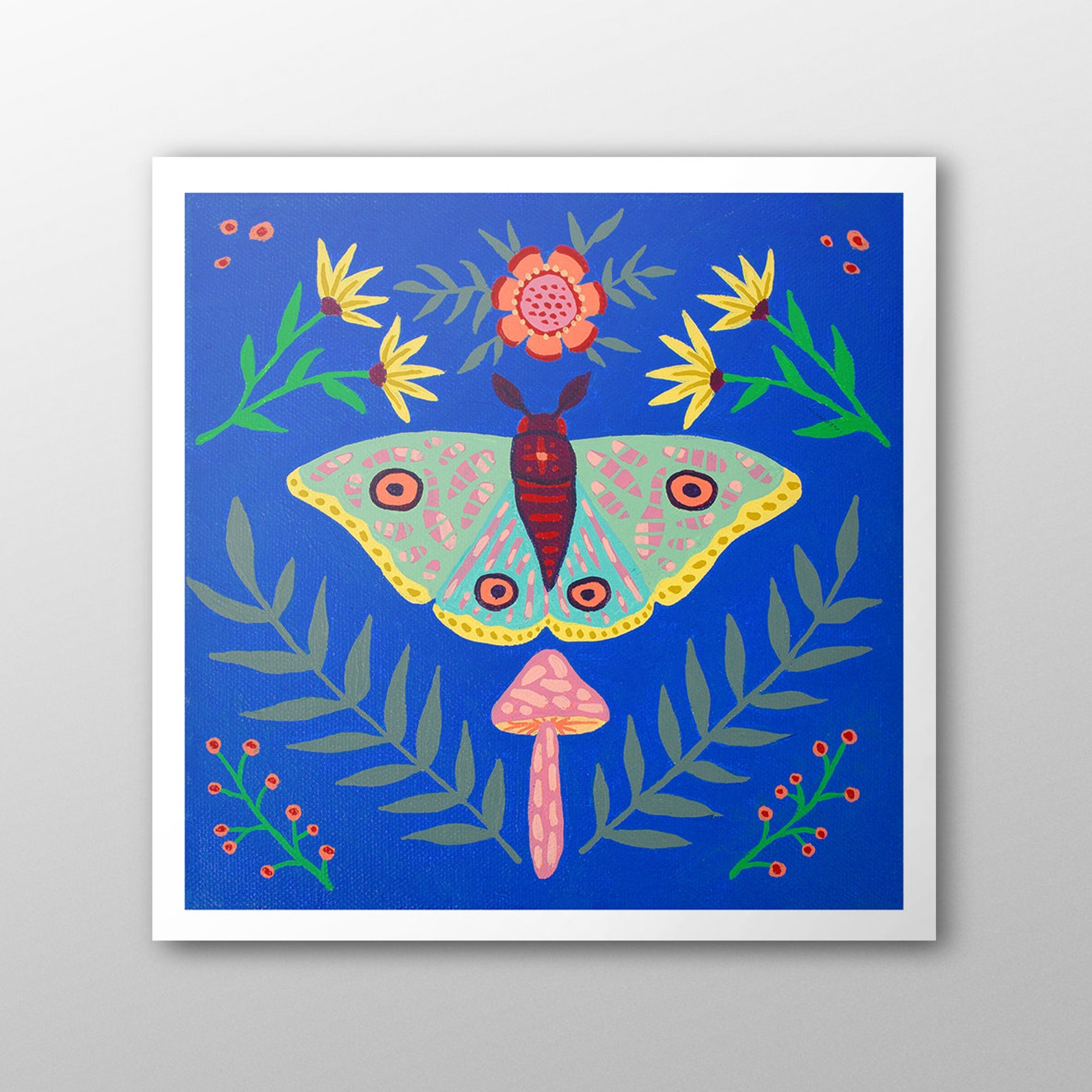 Moon Moth Art Print | Unframed Giclée Art Print | Psychedelic Folk Art ...