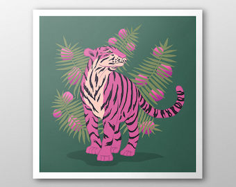 Pink Tiger Art Print | Psychedelic Jungle Giclée Print