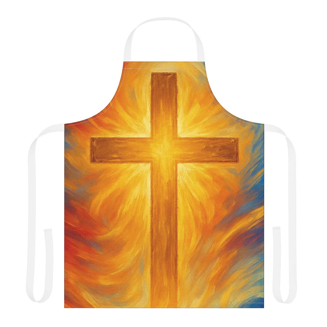Religious Aprons Faith-inspired Kitchen Apron With Vibrant Cross Design | Religious Gift ...