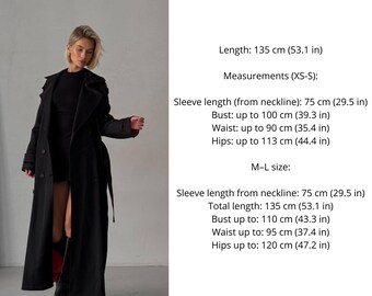 Black Trench Coat With Red Satin Lining – Elegant and Stylish