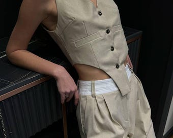 Klassischer und formeller Business-Anzug für Frauen - zweiteiliges Weste- und Hosen-Set, perfekt für Bürokleidung, formelle Veranstaltungen und vielseitige Freizeitoutfits