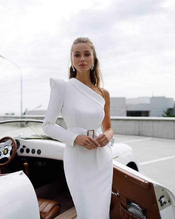 knee length dresses for ladies Luxury Ruffle Pleated Midi Dress – HEYFANCYSTYLE main image 0