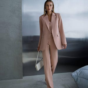 Three-Piece Women's Suit: Blazer, Vest & Trousers, Classic Business Outfit, Office Suit Set with Pants, Luxury Formal and Professional Looks
