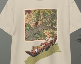 De avonturen van een jonge verslaggever en zijn trouwe pup | Vintage op strips geïnspireerd T-shirt met print | Retro cartoon avontuurshirt