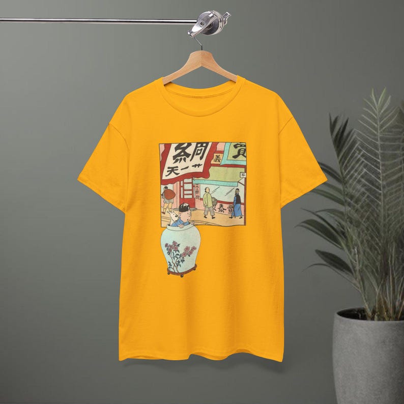 Intrappolato dentro un vaso / Tintin in Asia / Maglietta grafica retrò a fumetti immagine 5