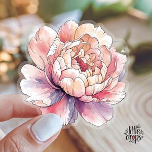 Clear Blooming Flower Design Sticker - Eco-friendly, 3x3 in