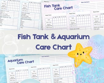 Guía de cuidado de peceras y acuarios / Registro de mantenimiento de peces / Descarga digital A4