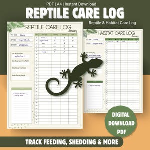Registro de cuidados de reptiles y seguimiento de hábitat / Diario de geckos y lagartos (PDF)