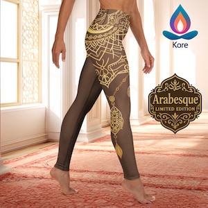 Arabesque Gold Mandala Pilates Leggings – Limited Edition Oriental Design -  Gym Sport Yoga