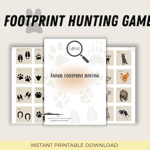 Juego de emparejamiento de huellas de animales, tarjetas de huellas de animales, actividad de identificación de huellas de animales, juegos educativos, estudio de la naturaleza
