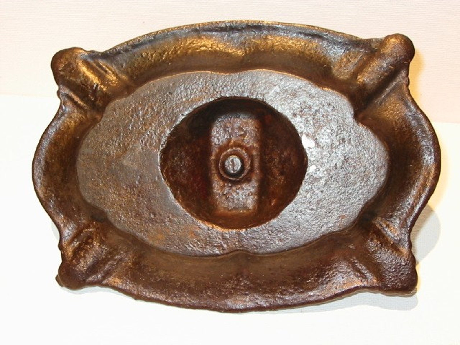 Antique Cast Iron Ashtray Match Holder Combo Old Iron Ashtray Etsy
