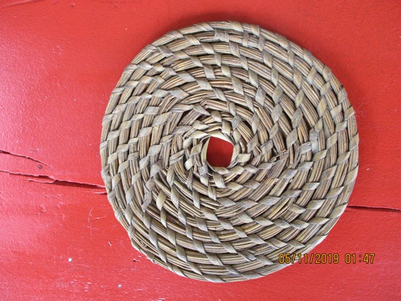 Old Hand Woven Grass Mat Rustic Primitive Hand Made Natural Etsy