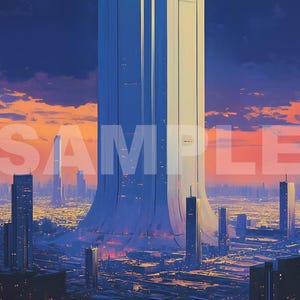 Metro Tower – Futuristic Cityscape Print | Sci-Fi Wall Art | Cinematic Skyline Poster