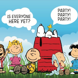 Printable Snoopy and Friends Birthday Party Backdrop/Dessert Table Background (PDF)