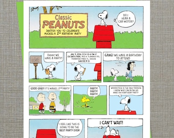 Tarjeta de invitación imprimible de Snoopy y sus amigos (PDF)