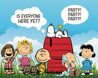 Fondo imprimible para fiesta de cumpleaños de Snoopy y sus amigos/Fondo para mesa de postres (PDF)