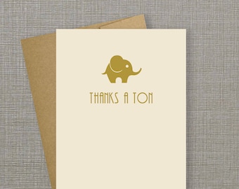Printable Elephant Baby Shower Thanks A Ton Card (PDF)