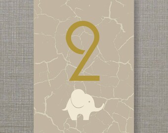 Printable Elephant Baby Shower Table Number Cards (PDF)