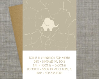 Printable Elephant Baby Shower Invitation Card (PDF)