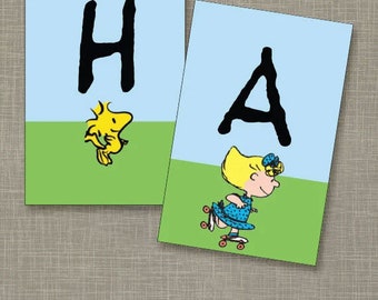 Banner imprimible de feliz cumpleaños de Peanuts Gang (PDF)