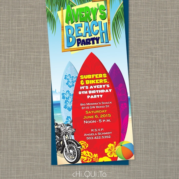 Printable Teen Beach Movie Birthday Party Invitation (PDF)