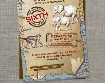 Printable Safari Adventure Birthday Party Invitation (PDF)