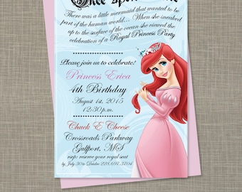 Printable Royal Princess Ariel Invitation card (PDF)