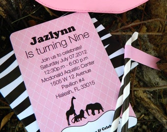 Printable Pink Safari Party Invitation (PDF)