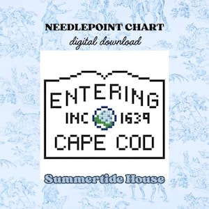 Eingabe Cape Cod Sign Nadelspitze PDF Pattern | Digitale Stickanleitung Sofortdownload | Haus der Sommerzeit