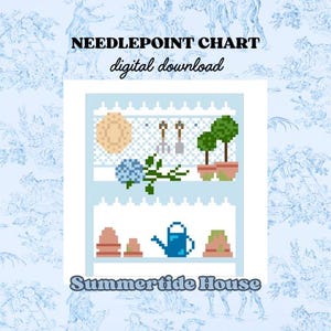 Potting Bench Needlepoint PDF Pattern | Digital Stitch Guide | Instant Download | Summertide House