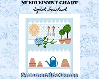 Potting Bench Needlepoint PDF Pattern | Digital Stitch Guide | Instant Download | Summertide House