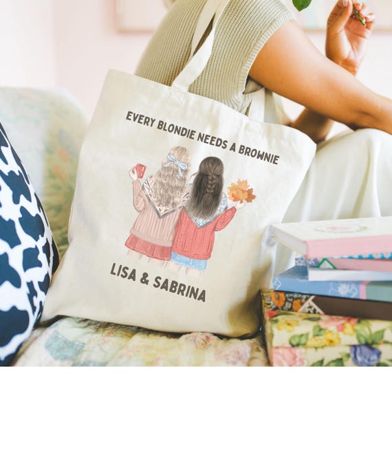 Personalisierte Jutetasche Beste Freundin, Every Blondie Needs a Brownie Tasche, Geschenk beste Freundin, Weihnachtsgeschenk Freundin