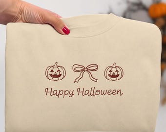 Cute Halloween Sweatshirt, Coquette Halloween Crewneck, Pumpkin Bow Sweatshirt, Cozy Fall Sweatshirt, Spooky Season Gift for Women