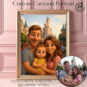Couples Portraits, Custom Cartoon Pixar Style Portrait from Photo, Digital 3D Portrait, Become a Pixar Character, Valentine Day Couple Gift