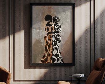 Black Woman Art, African American Wall Art Print, Sisterhood Art, Motherhood Art, Afrocentric Wall Art, Trendy Wall Art, Abstract Artwork