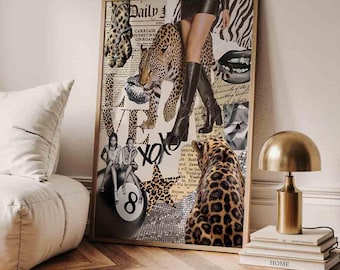 Trendy Leopard Roar Print - Fashion Stylish Wall Art Print - Cheetah Prints - Trendy Boots Print - Trendy Aesthetic Fashion Poster