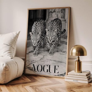 Monochrome Leopard Fashion Wall Art Black and White Leopard Print Luxury Animal Fashion Poster Modern Jungle Decor Digital Download Print