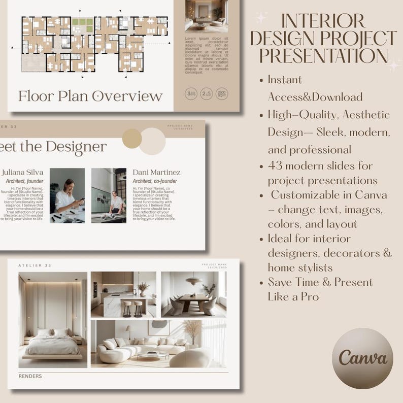 Interior Design Template Client Presentation Canva Template | Minimal ...
