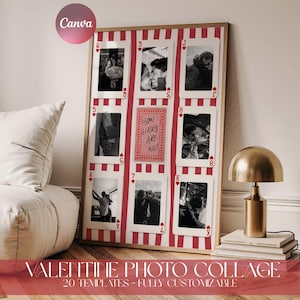 Printable Personalized Playing Card Photo Collage Wall Art, Custom Couple Photo Print, Anniversary Valentine Gift,Playing Card Couple Poster