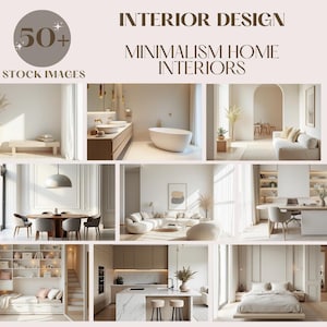 Fotos de Interiores Neutros | Pacote de Imagens de Design de Interiores | Interior Estético de Casa | Foto Minimalista | Fotos Estéticas de Banco de Imagens