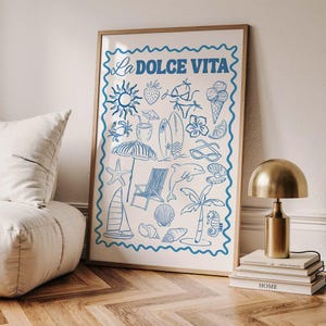 La Dolce Vita Print, Coastal Dorm Room Posters, Girly Summer Print, Aesthetic Trending Wall Art Decor, La Dolce Vita Print, Trendy Coastal
