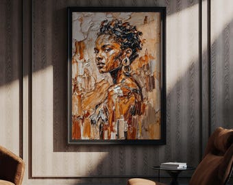 Black Woman Art, African American Wall Art Print, Luxury Decor, Printable Afrocentric Wall Art, Trendy Wall Art, Black Woman Art Print