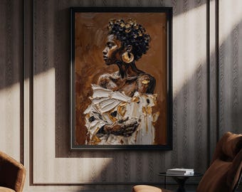 African American Wall Art Print, Black Woman Art, Girl Room Decor, Printable Afrocentric Wall Art, Trendy Wall Art, Black Woman Poster